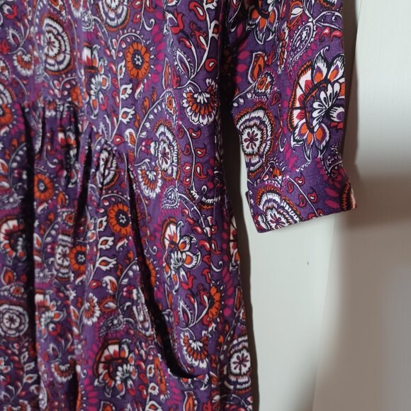 Garnet Hill Floral Drop Waist Dress, 3/4 Sleeve, Lined, Size 04 - Picture 2 of 8